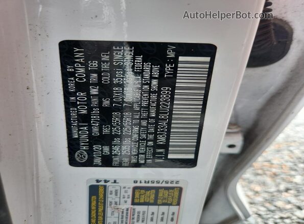 KM8J33AL8LU223899 2020 HYUNDAI TUCSON White Widok naklejki z numerem VIN
