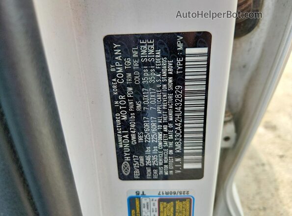 KM8J3CA42HU432829 2017 HYUNDAI TUCSON White VIN կոդի պիտակի տեսք