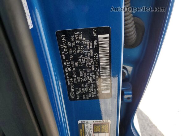 KM8J3CA42KU025228 2019 HYUNDAI TUCSON Синий Панорамный вид салона 360°
