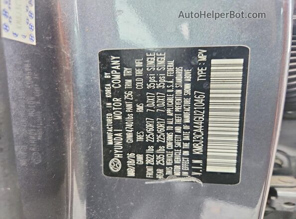 KM8J3CA44GU210467 2016 HYUNDAI TUCSON Gray VIN sticker view