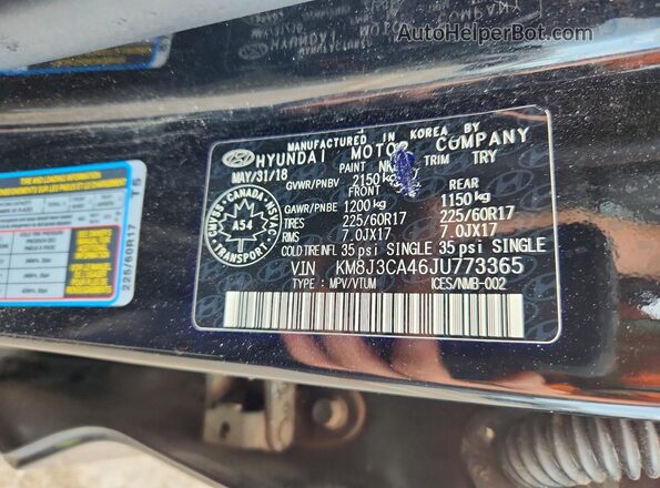 KM8J3CA46JU773365 2018 HYUNDAI TUCSON Black 360 interior view