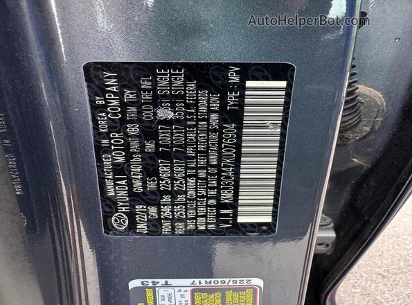 KM8J3CA47KU076904 2019 HYUNDAI TUCSON Черный Вид подкапотного пространства