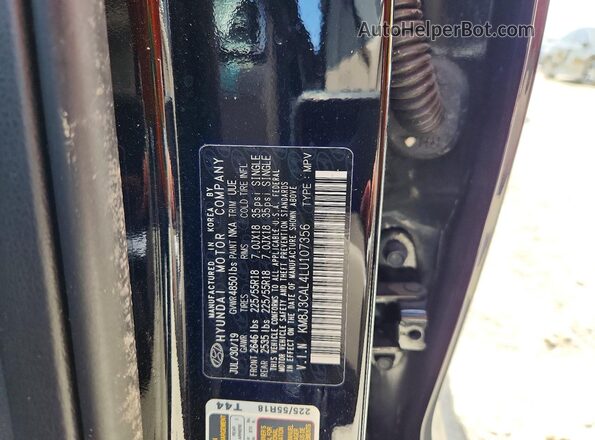KM8J3CAL4LU107356 2020 HYUNDAI TUCSON Black Widok naklejki z numerem VIN