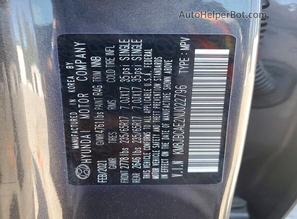 KM8JBCAE2NU022796 2022 HYUNDAI TUCSON Gray 360 interior view