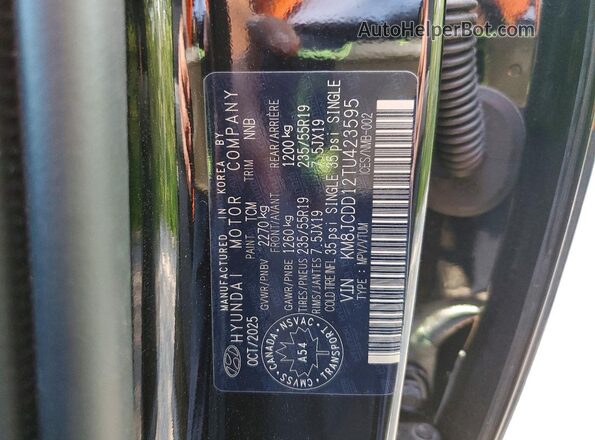 KM8JCDD12TU423595 2026 HYUNDAI TUCSON Black Vista de la etiqueta del VIN