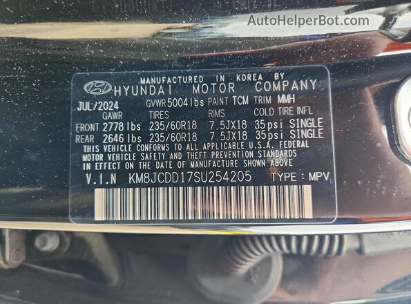 KM8JCDD17SU254205 2025 HYUNDAI TUCSON Black Widok wnętrza 360 stopni