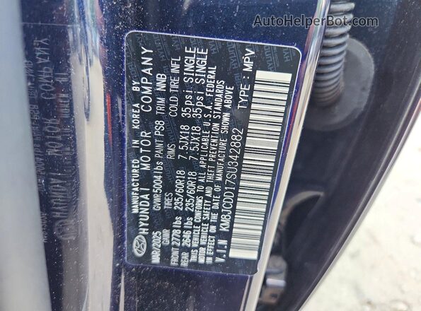 KM8JCDD17SU342882 2025 HYUNDAI TUCSON Blue Панорамний вид салону 360°
