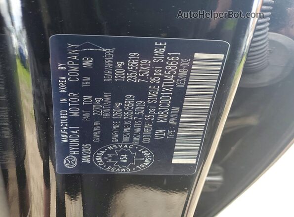 KM8JCDD1XTU458661 2026 HYUNDAI TUCSON Black VIN կոդի պիտակի տեսք