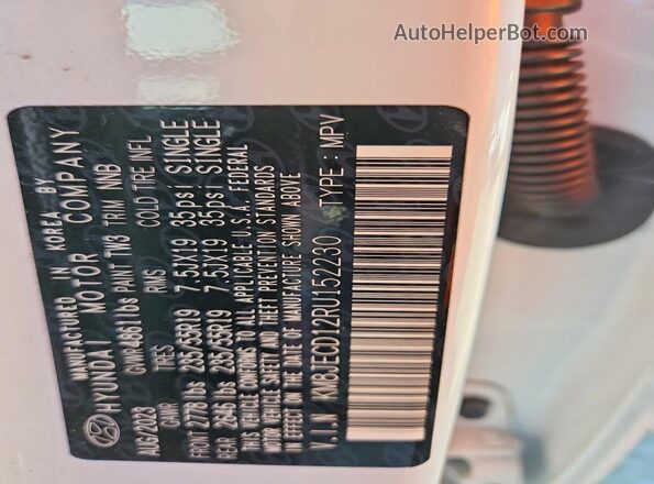 KM8JECD12RU152230 2024 HYUNDAI TUCSON Белый Панорамный вид салона 360°