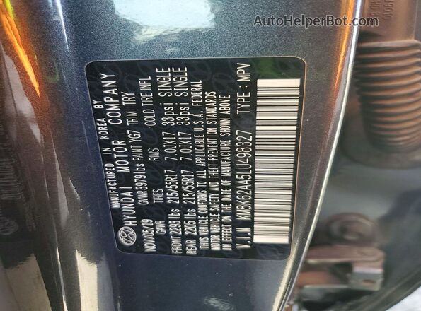 KM8K62AA5LU498327 2020 HYUNDAI KONA Угольный Панорамный вид салона 360°