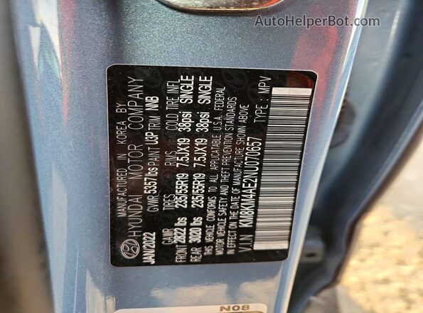 KM8KM4AE2NU070657 2022 HYUNDAI IONIQ Синий Панорамный вид салона 360°