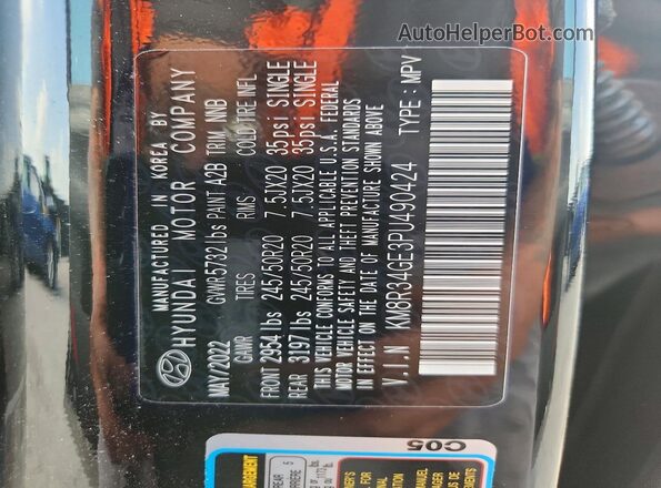 KM8R34GE3PU490424 2023 HYUNDAI PALISADE Black Widok naklejki z numerem VIN
