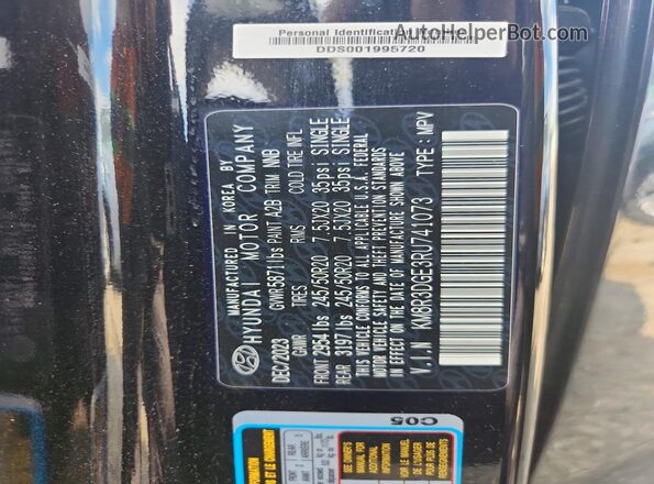 KM8R3DGE3RU741073 2024 HYUNDAI PALISADE Black VIN կոդի պիտակի տեսք