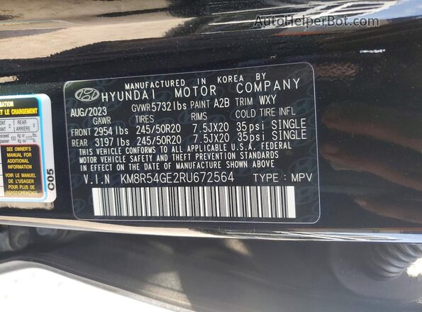 KM8R54GE2RU672564 2024 HYUNDAI PALISADE Charcoal Vista de la etiqueta del VIN