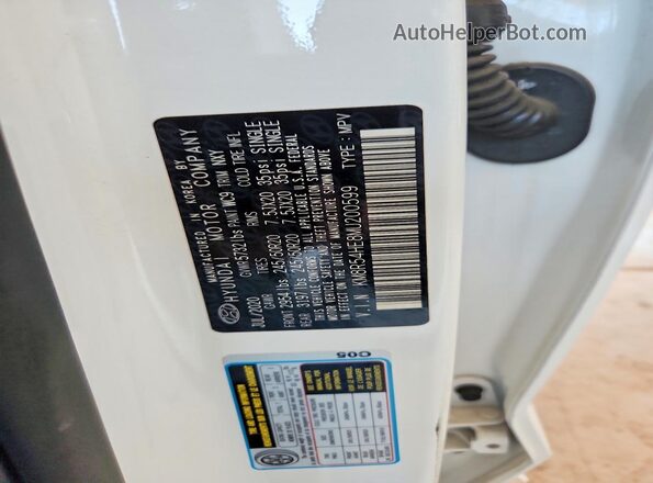 KM8R54HE8MU200599 2021 HYUNDAI PALISADE White Widok naklejki z numerem VIN