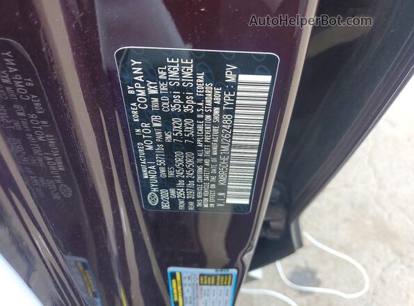 KM8R5DHE1MU262488 2021 HYUNDAI PALISADE Purple Widok naklejki z numerem VIN