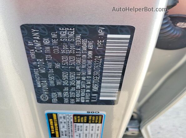 KM8R7DGE3RU763224 2024 HYUNDAI PALISADE Silver Widok wnętrza 360 stopni