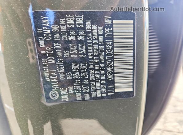 KM8RMES2XTU024841 2026 HYUNDAI PALISADE Green VIN կոդի պիտակի տեսք