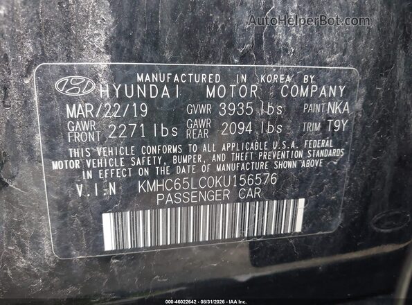 KMHC65LC0KU156576 2019 HYUNDAI IONIQ HYBRID Black Vista del compartimento del motor