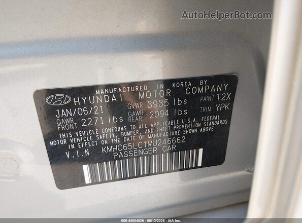 KMHC65LC1MU246662 2021 HYUNDAI IONIQ HYBRID Silver Вид підкапотного простору
