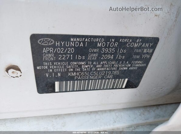 KMHC65LC5LU219785 2020 HYUNDAI IONIQ HYBRID White Widok komory silnika