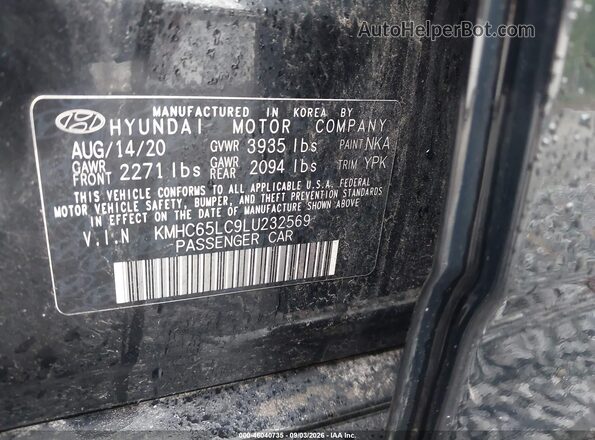 KMHC65LC9LU232569 2020 HYUNDAI IONIQ HYBRID Black Widok komory silnika