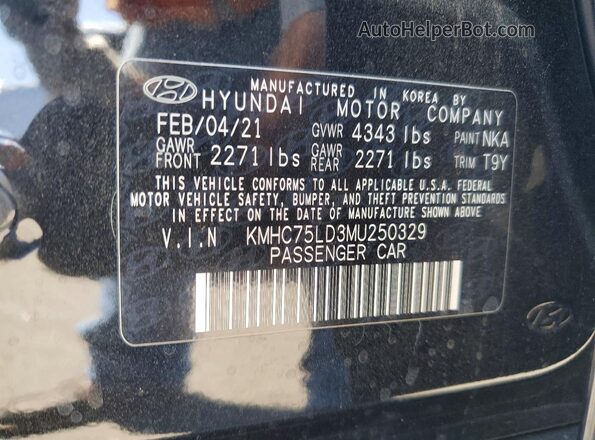 KMHC75LD3MU250329 2021 HYUNDAI IONIQ Black Շարժիչի բաժամունքի տեսք