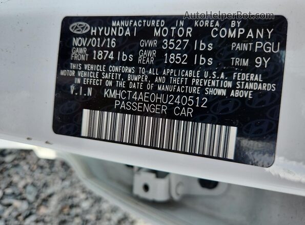KMHCT4AE0HU240512 2017 HYUNDAI ACCENT Белый Вид подкапотного пространства
