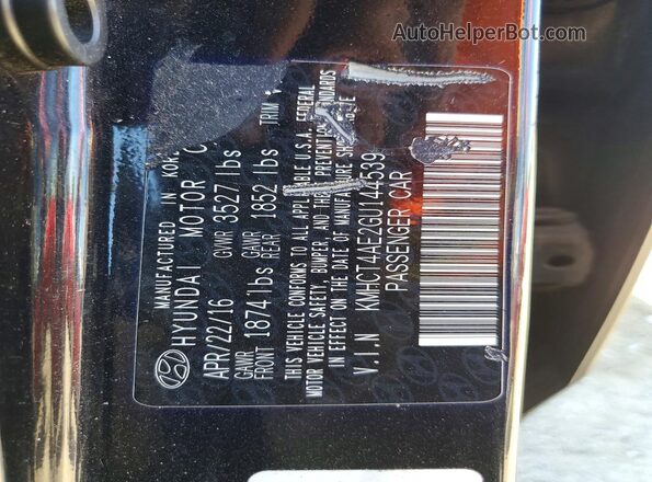 KMHCT4AE2GU144539 2016 HYUNDAI ACCENT Black Vista del compartimento del motor