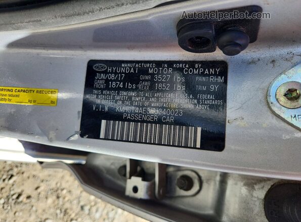 KMHCT4AE3HU340023 2017 HYUNDAI ACCENT Silver ძრავის განყოფილების ხედი
