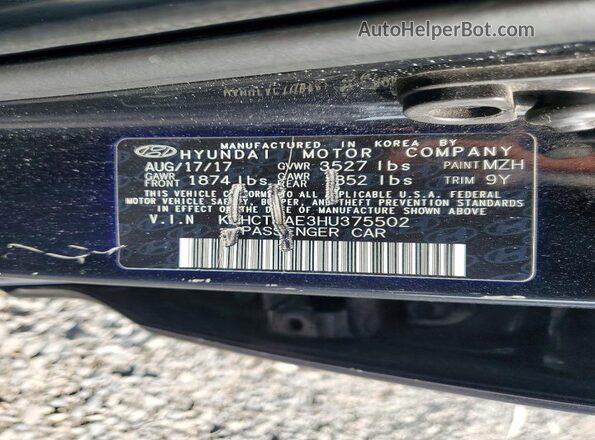KMHCT4AE3HU375502 2017 HYUNDAI ACCENT Black Engine compartment view