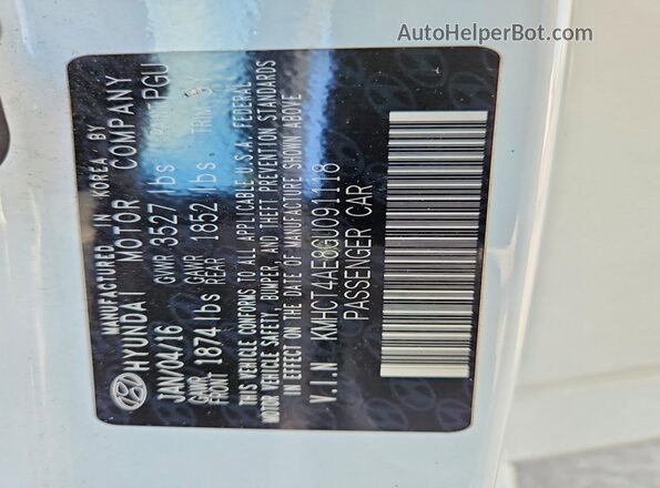 KMHCT4AE8GU091118 2016 HYUNDAI ACCENT White Engine compartment view