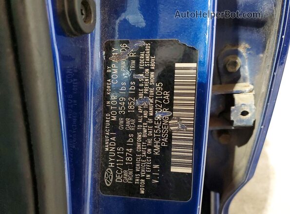 KMHCT5AE5GU271095 2016 HYUNDAI ACCENT Blue Շարժիչի բաժամունքի տեսք
