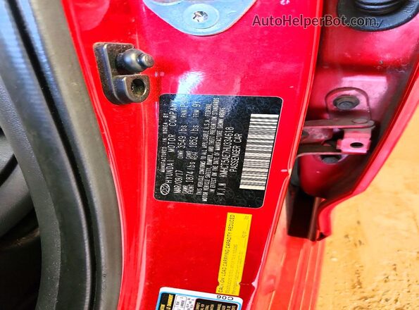 KMHCT5AE7HU334618 2017 HYUNDAI ACCENT Red VIN կոդի պիտակի տեսք