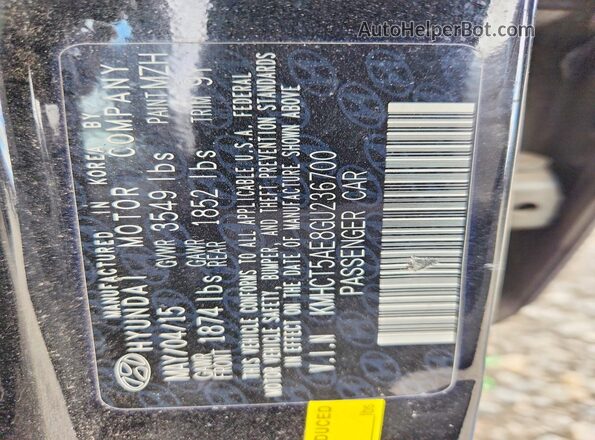 KMHCT5AE8GU236700 2016 HYUNDAI ACCENT Black Widok naklejki z numerem VIN