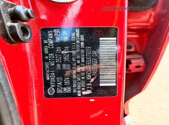 KMHCU4AE6GU079319 2016 HYUNDAI ACCENT Красный Вид подкапотного пространства
