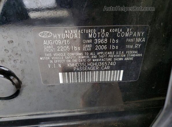 KMHD35LH0HU365740 2017 HYUNDAI ELANTRA Black Вид підкапотного простору