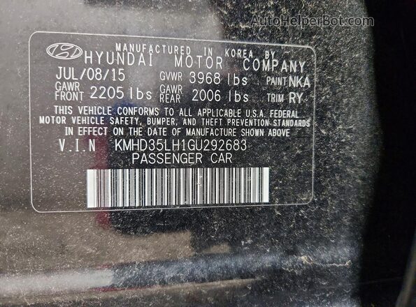 KMHD35LH1GU292683 2016 HYUNDAI ELANTRA Black Widok komory silnika