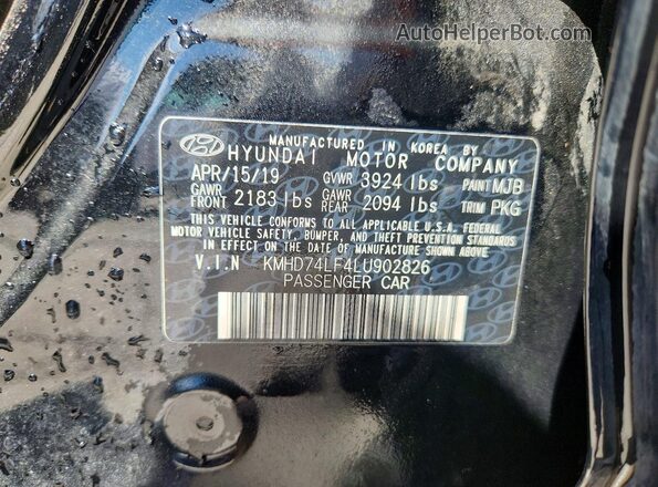 KMHD74LF4LU902826 2020 HYUNDAI ELANTRA Черный Вид подкапотного пространства