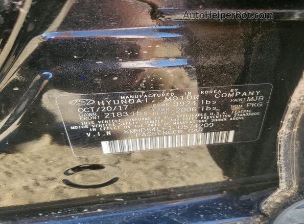 KMHD84LF1JU574209 2018 HYUNDAI ELANTRA Black Engine compartment view