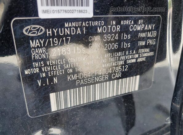 KMHD84LF4JU478512 2018 HYUNDAI ELANTRA Black Вид підкапотного простору