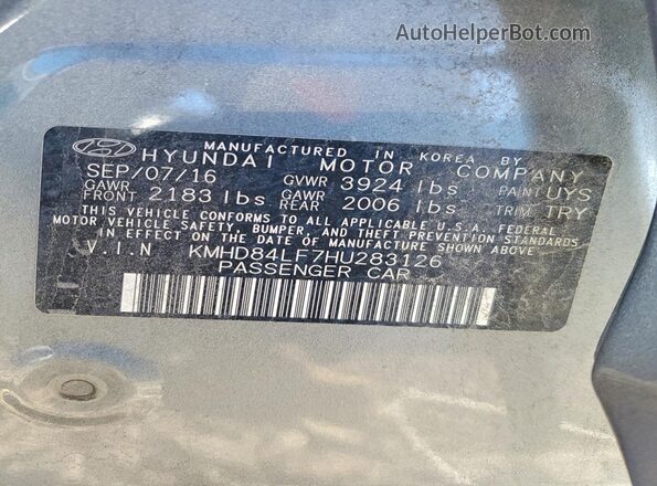 KMHD84LF7HU283126 2017 HYUNDAI ELANTRA Silver VIN կոդի պիտակի տեսք