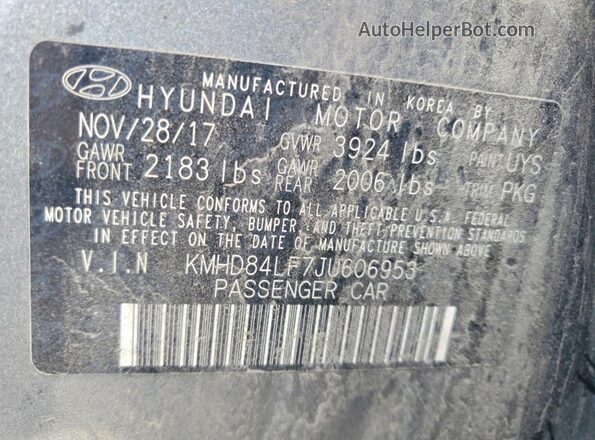 KMHD84LF7JU606953 2018 HYUNDAI ELANTRA Gray Engine compartment view