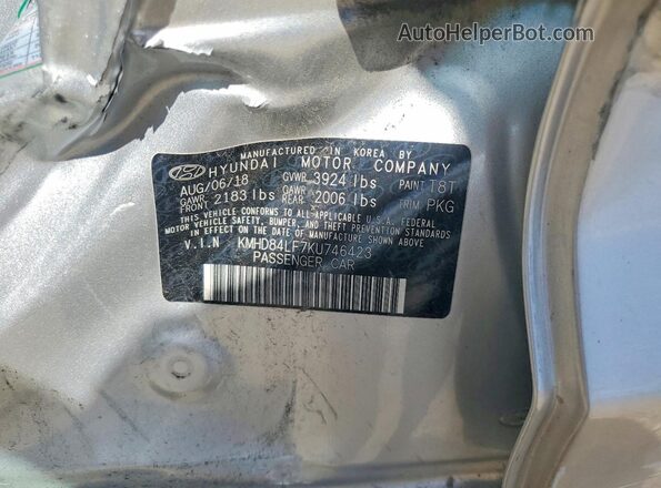 KMHD84LF7KU746423 2019 HYUNDAI ELANTRA Silver Vista del compartimento del motor