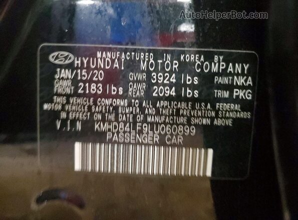 KMHD84LF9LU060899 2020 HYUNDAI ELANTRA Black Вид підкапотного простору