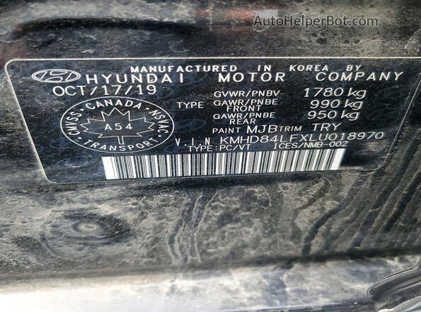 KMHD84LFXLU018970 2020 HYUNDAI ELANTRA Black Շարժիչի բաժամունքի տեսք