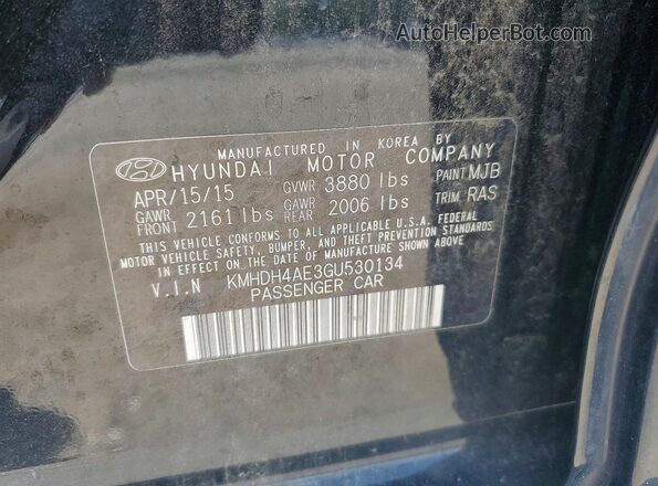 KMHDH4AE3GU530134 2016 HYUNDAI ELANTRA Black Շարժիչի բաժամունքի տեսք