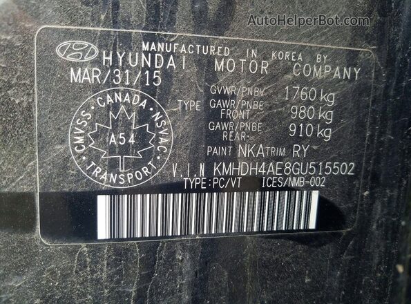 KMHDH4AE8GU515502 2016 HYUNDAI ELANTRA Black Вид підкапотного простору