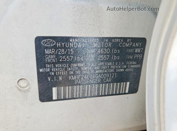 KMHE24L16GA009121 2016 HYUNDAI SONATA White ძრავის განყოფილების ხედი