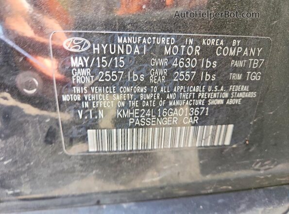 KMHE24L16GA013671 2016 HYUNDAI SONATA Black Widok komory silnika